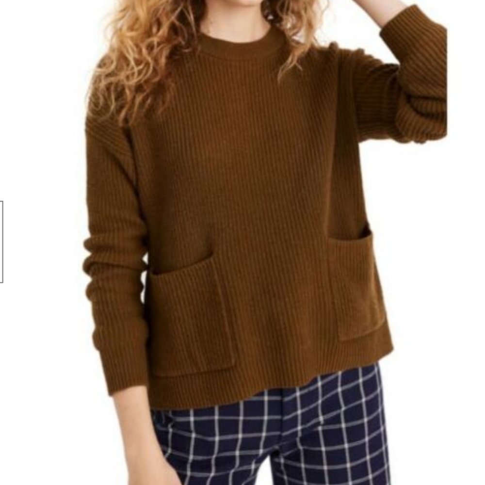 Madewell Patch Pocket Pullover knit Ribbed Sweater